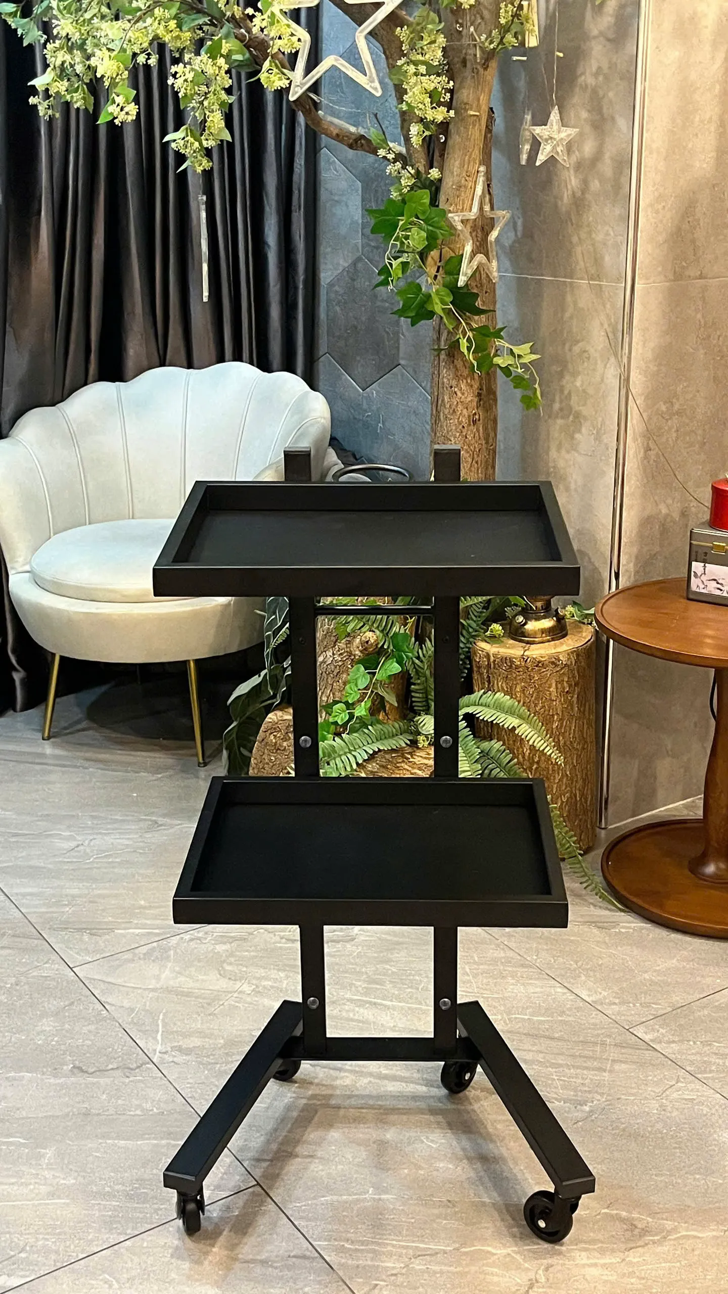 Xe Đẩy Sắt Sơn Tĩnh Điện 2 Tầng